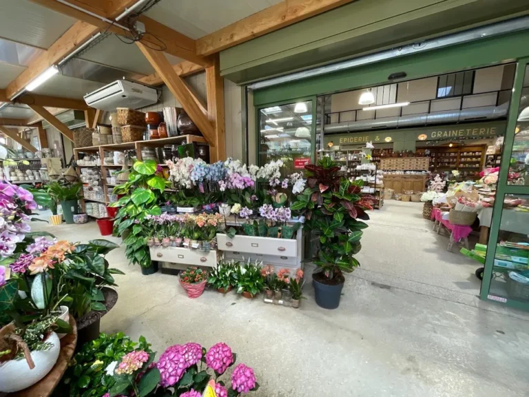 Allée de fleurs dans le magasin