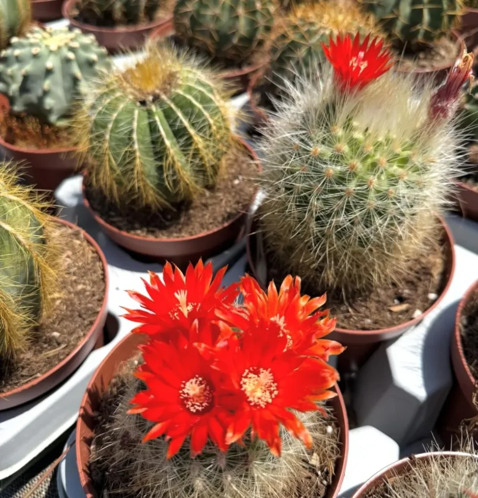 Cactus en fleurs rouges, plantes exotiques